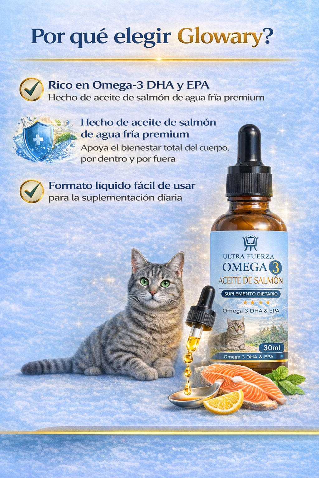 GLOWARY Ultra Strength Omega 3 Salmon Oil